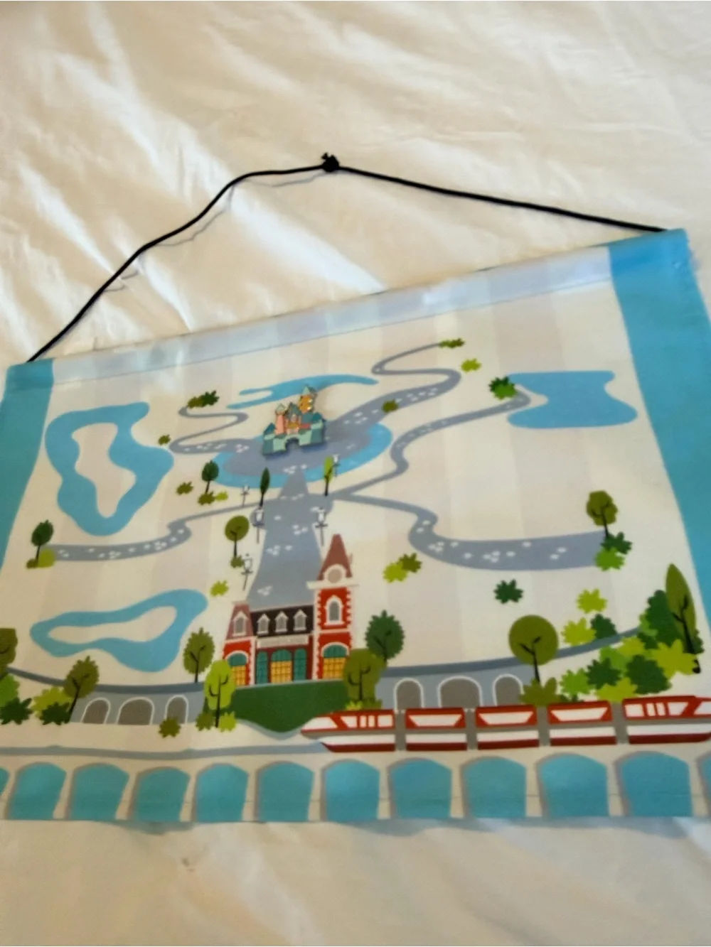 Disney Light Blue, White & Green Park Map Wall Banner